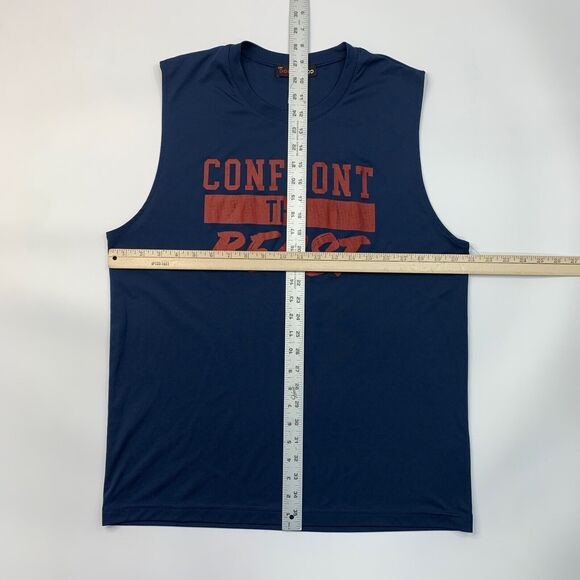 Doug Wood Tank Top Mens L Large Navy Confront The Beast Sleeveless Workout Gym - Picture 5 of 10
